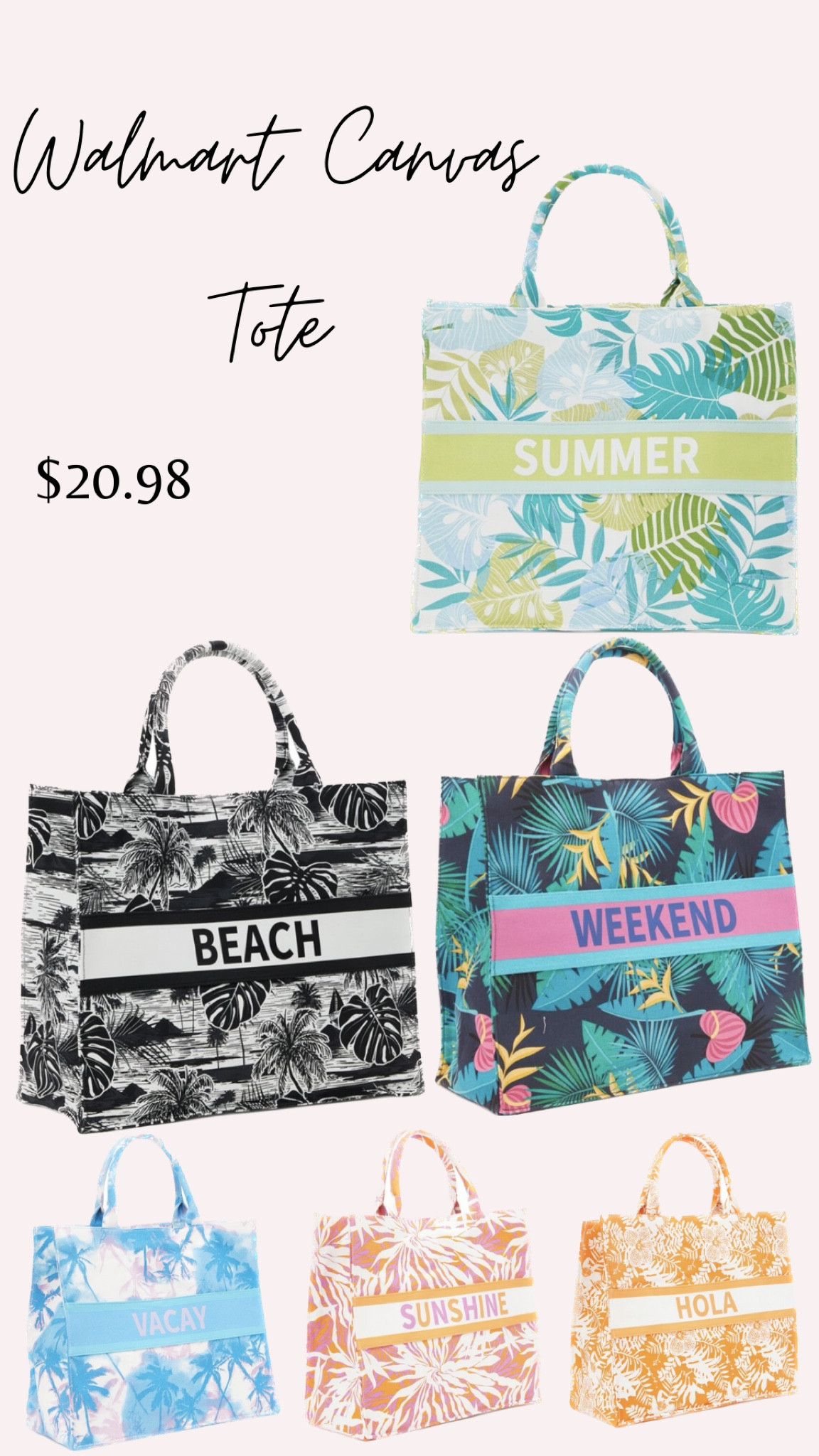 Summer Totes. Walmart Totes. Canvas Totes. Walmart finds. Summer finds. Resort Style  

#LTKSeasonal #LTKunder50 #LTKFind