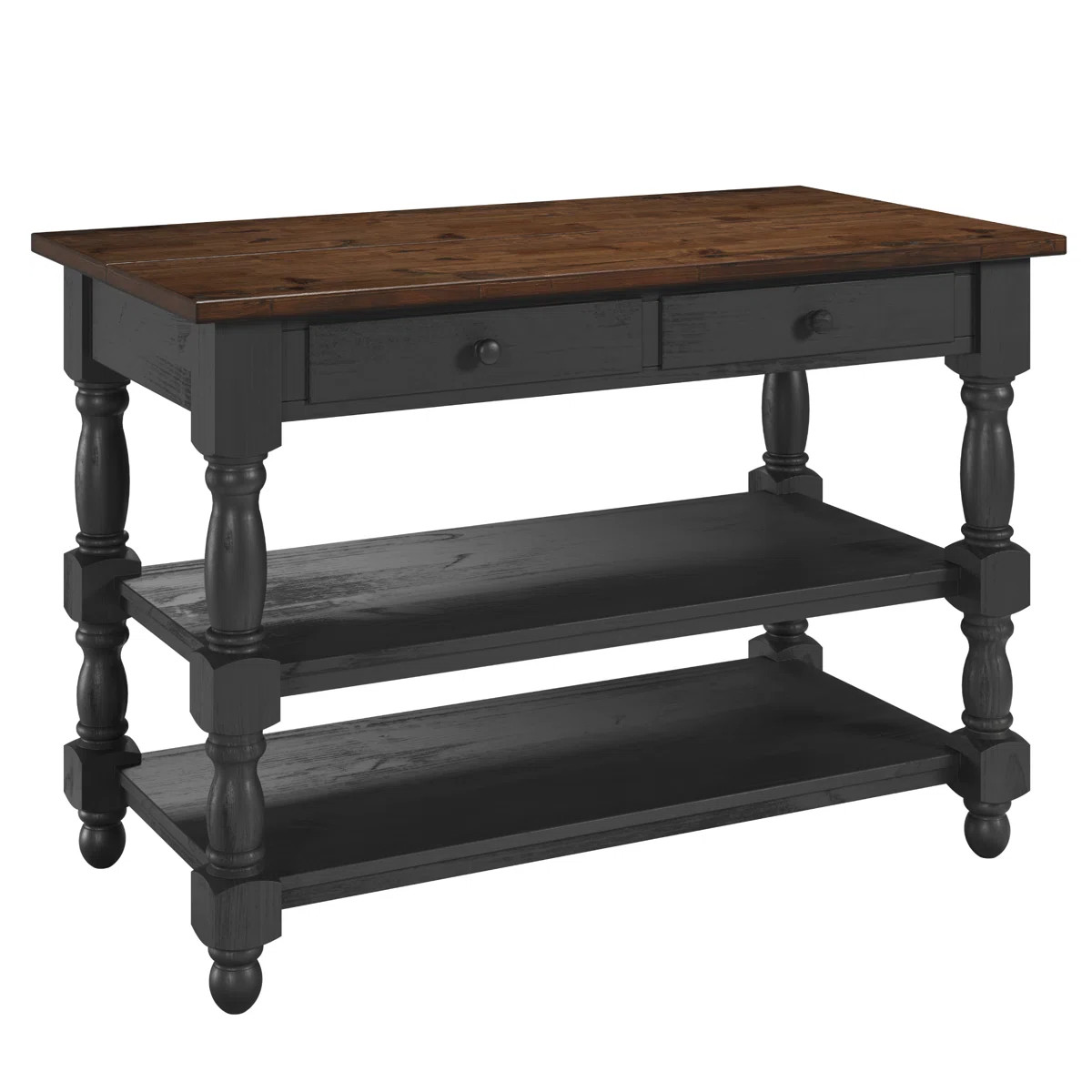Wood Kitchen Island 2 Drawers 2 Shelf Black | | Wayfair North America