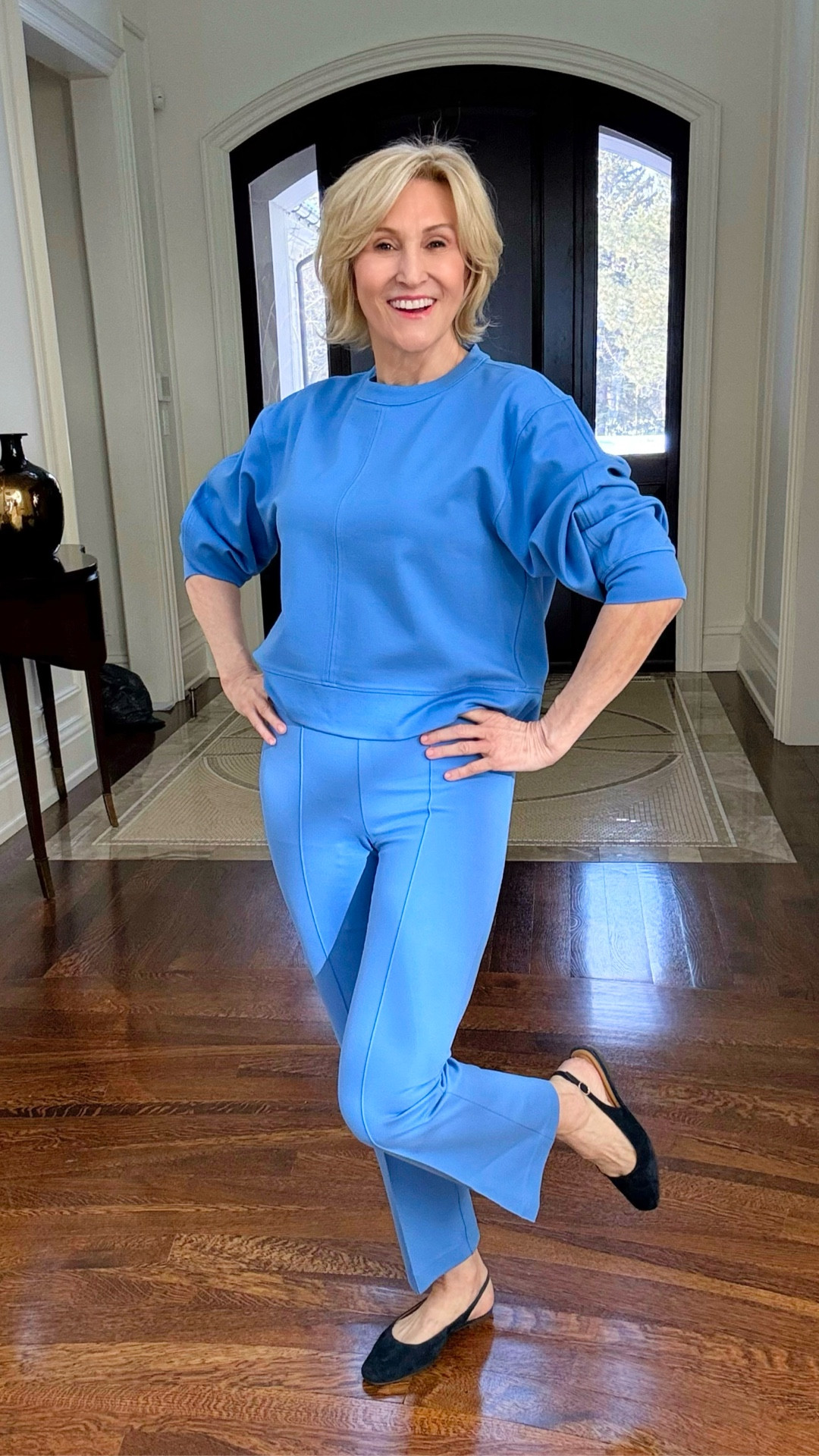 There’s just something about a matching blue set 💙

This Spanx crewneck is that perfect in-between — lightweight, polished, but still feels like you’re in your comfiest loungewear. Paired it with the Super Smooth pants for that clean, put-together look (without sacrificing comfort 🙌).

And these velvet slingback ballet flats? The little touch that makes it feel just a bit more elevated ✨

Honestly… this is one of those outfits I could wear on repeat and never get tired of 💙

#LTKOver40 #LTKgrwm #LTKSeasonal