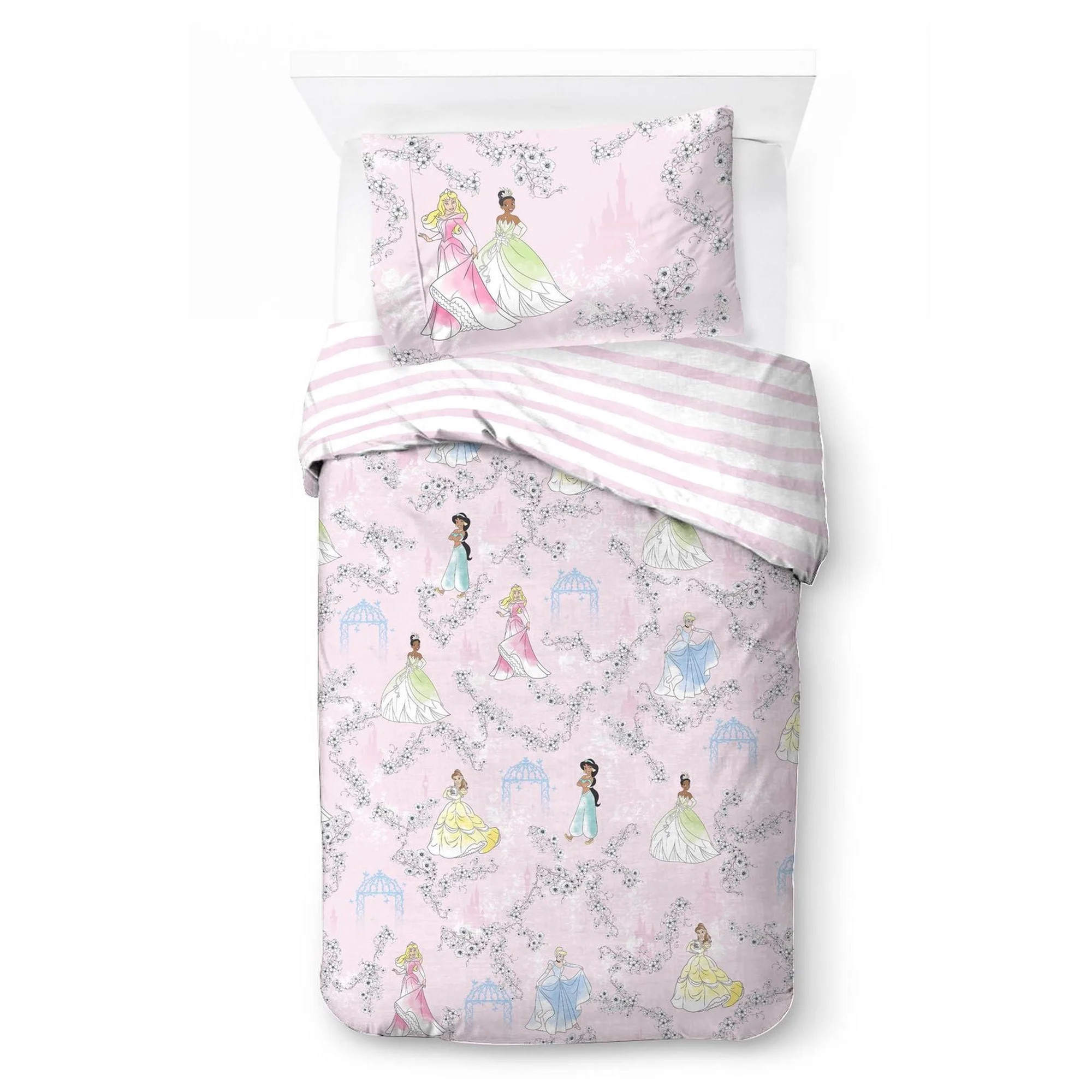 Disney Princess 'Floral Garden' Kids Twin/Full Reversible Comforter and Pillowcase Set, 100% Poly... | Walmart (CA)