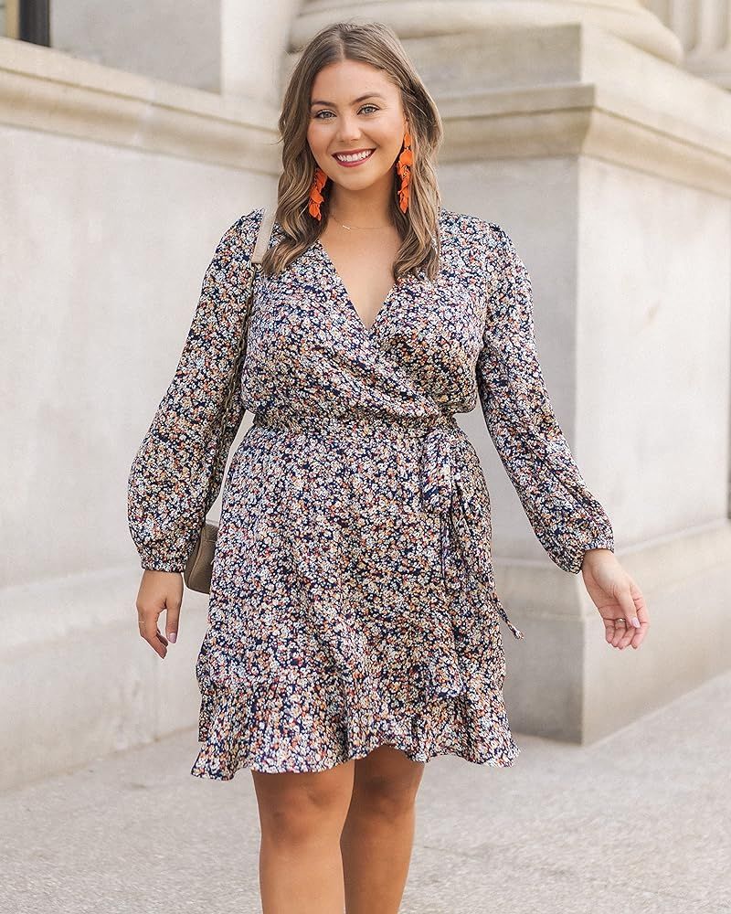 The Drop Women's Floral Print Wrap Front Long Sleeve Dress by @caralynmirand | Amazon (US)