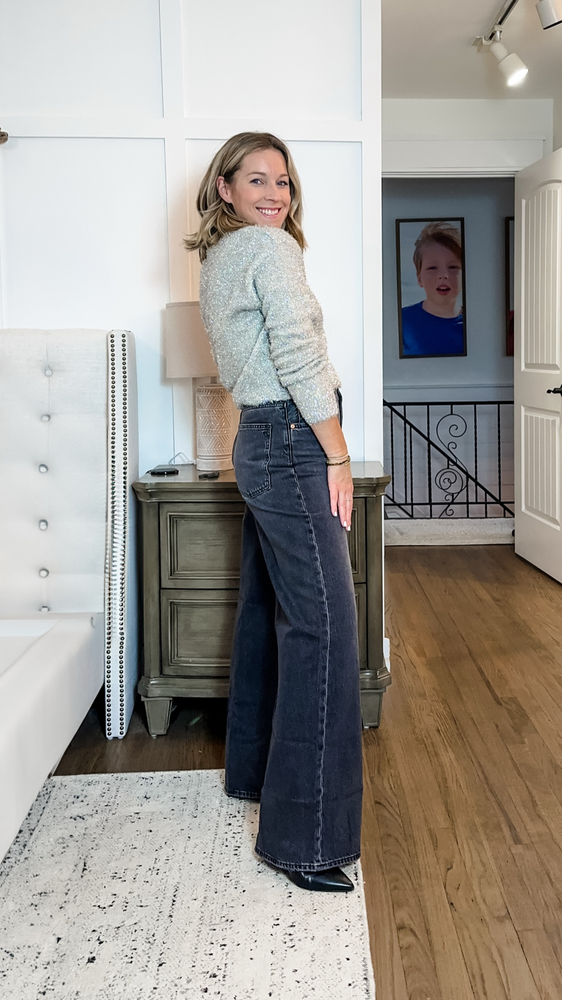 In LOVE with this fit! Perfect for that holiday party or girls night out! 
Small sweater and 28 jeans in regular length  

#LTKCyberWeek #LTKHoliday #LTKStyleTip