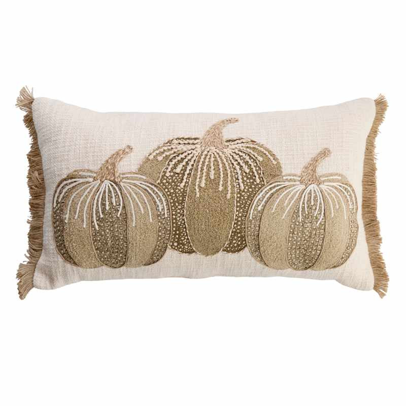 Neutral Cotton Slub Pumpkin Throw Pillow, 14x24 | At Home