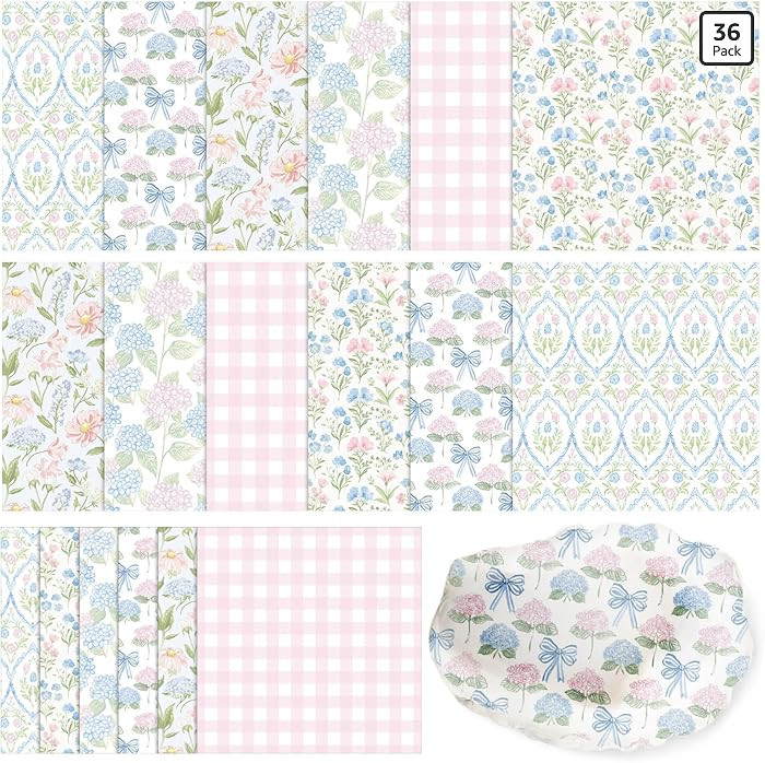 Yexiya 36 Sheet 6 Style Pastel Floral Paper Napkins for Decoupage Scandinavian Decorative Cocktai... | Amazon (US)
