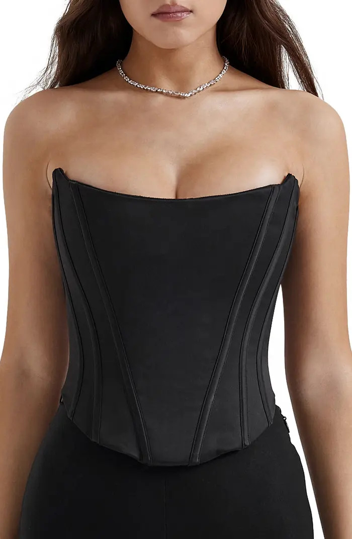 HOUSE OF CB Genevieve Strapless Satin Corset Top | Nordstrom | Nordstrom