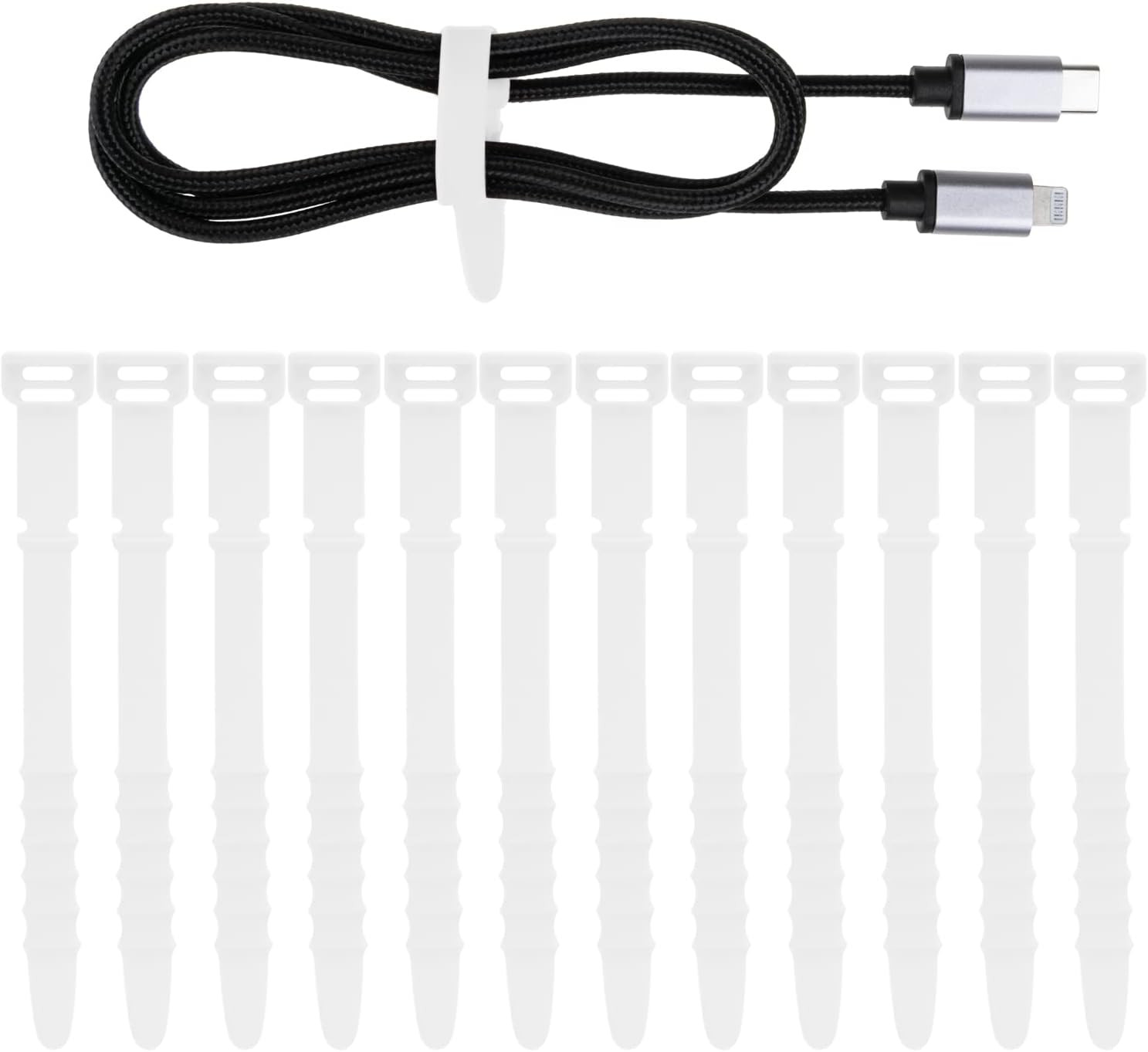 12 Pack Reusable Cable Zip Ties, 4.5 Inch Elastic Silicone Cord Organizer Straps for Bundling and... | Amazon (US)