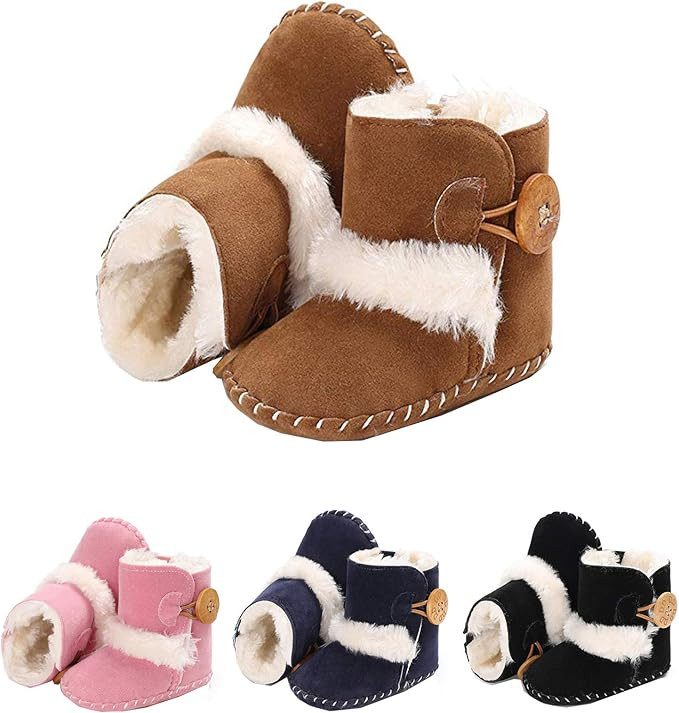 Infant Baby Girl Boots Shoes Warm Wool Snow Winter Anti-Slip Newborn Toddler Prewalker For 0-18 M... | Amazon (US)