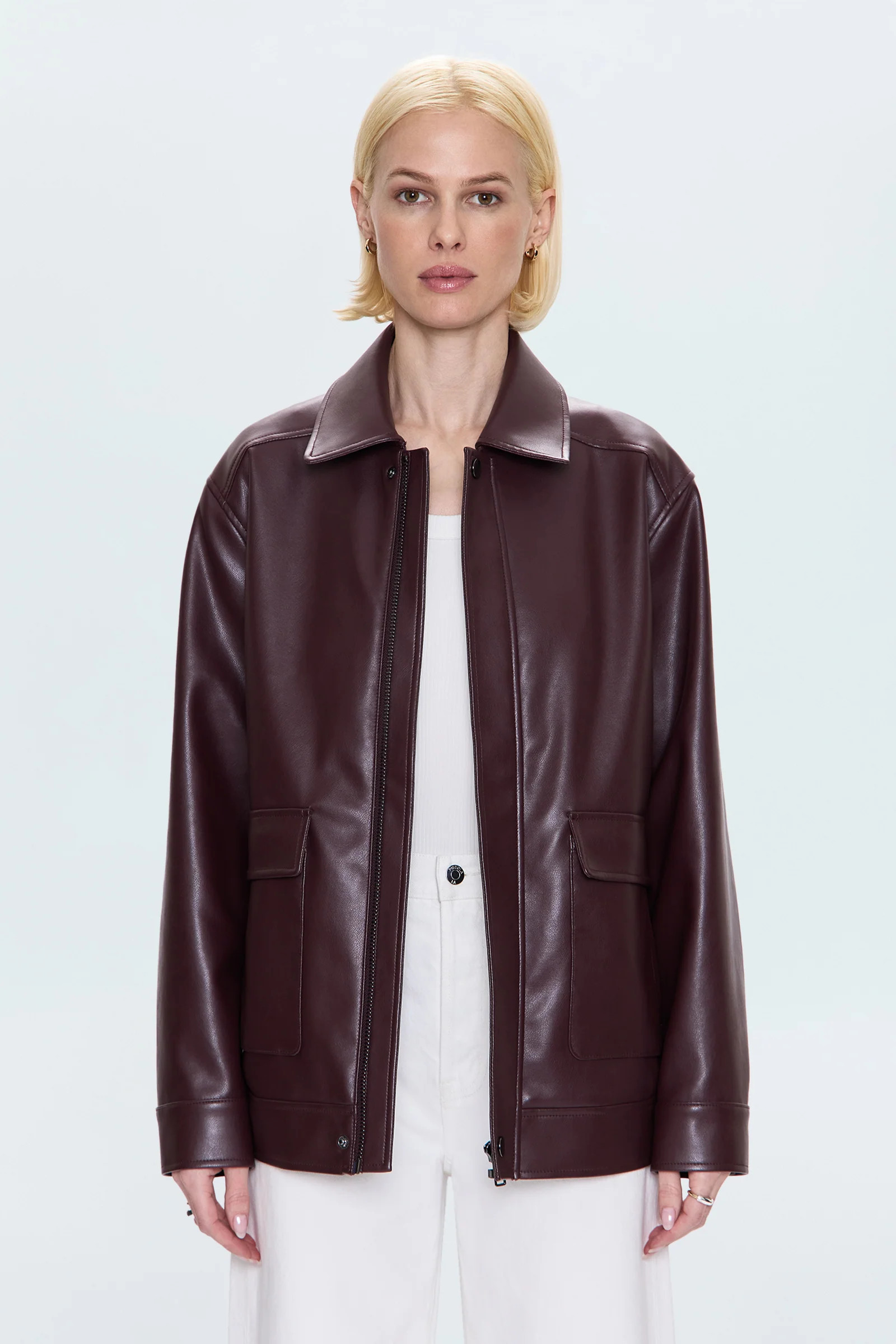 Valerie Faux Leather Bomber Jacket - Cabernet | Pistola Denim