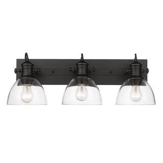 Hines 27.5 in. 3-Light Black Vanity Light with Clear Shades | The Home Depot