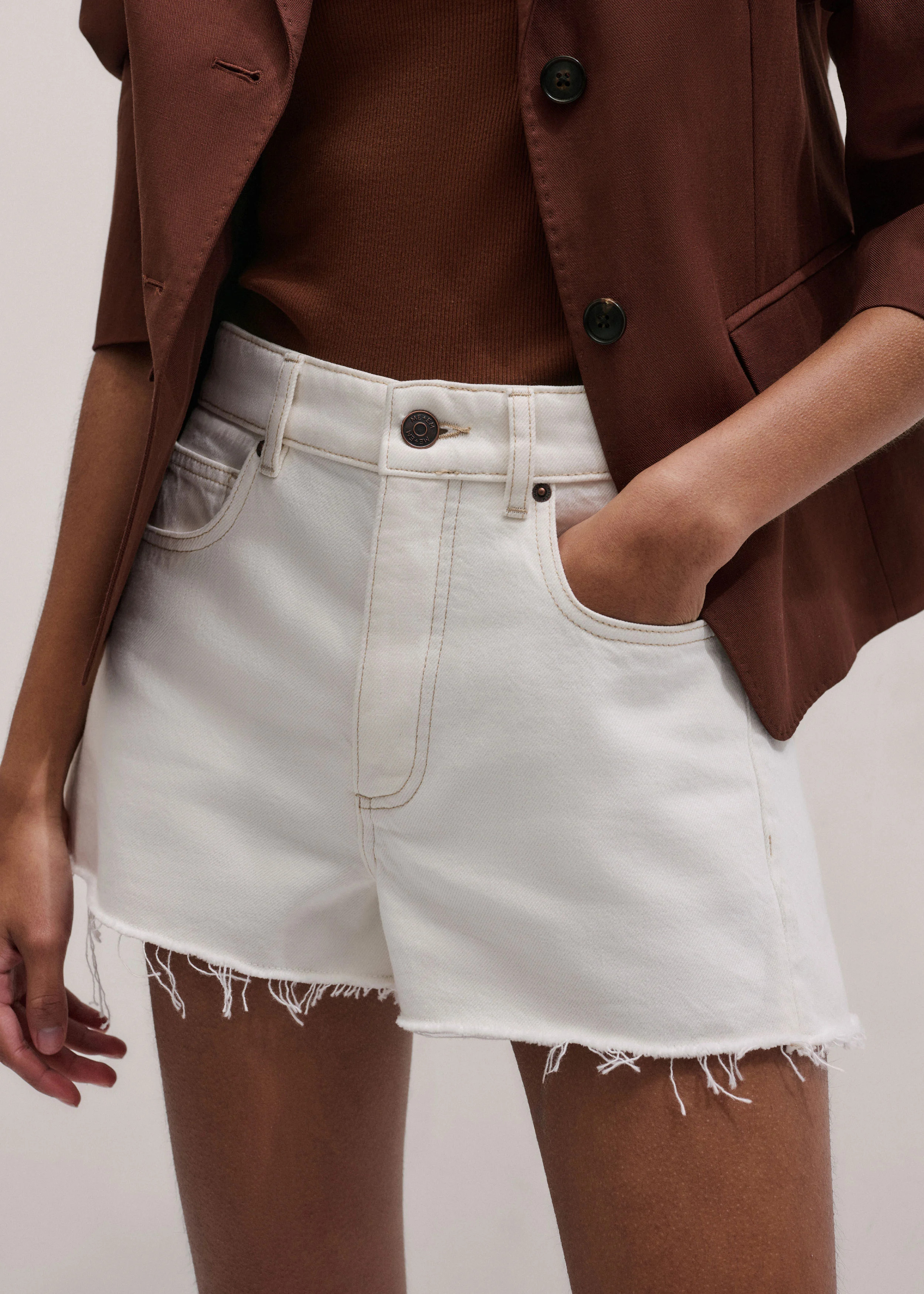 Women's Ecru Classic Cut Off Short | ME+EM | ME+EM Global (Excluding US)