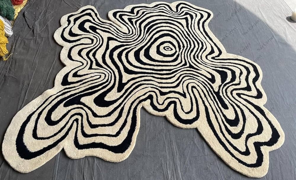 Naz Carpet Irregular Shaped Throw Rug Illusion Pattern Hand-Tufted 100% Wool Handmade Area Rug (C... | Amazon (US)