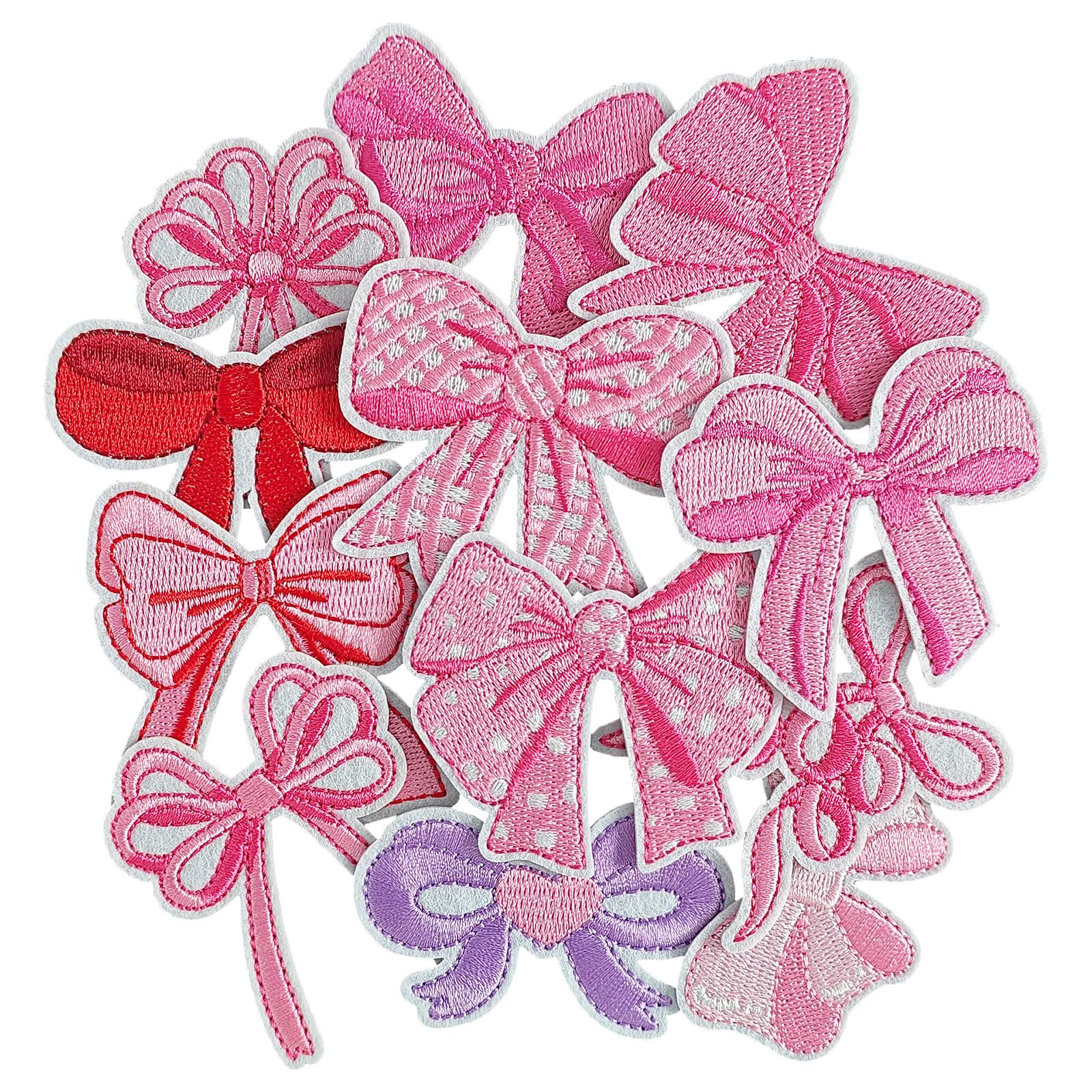 12Pcs Bow Iron on Patches, Multistyle Pink Bow Embroidered Patches for Hats Backpacks Socks Shirt... | Amazon (US)