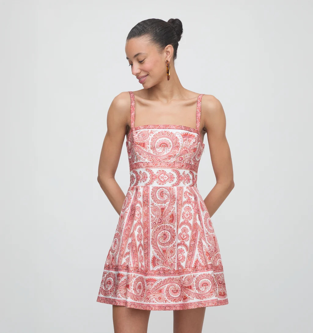 The Margot Mini Dress - Coral Corsica Paisley | Hill House Home US