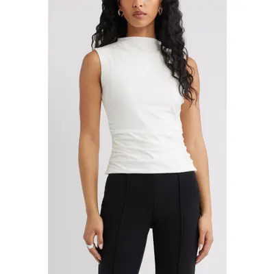 Open Edit Mock Neck Ruched Tank in Red Rumba at Nordstrom, Size Small | Nordstrom