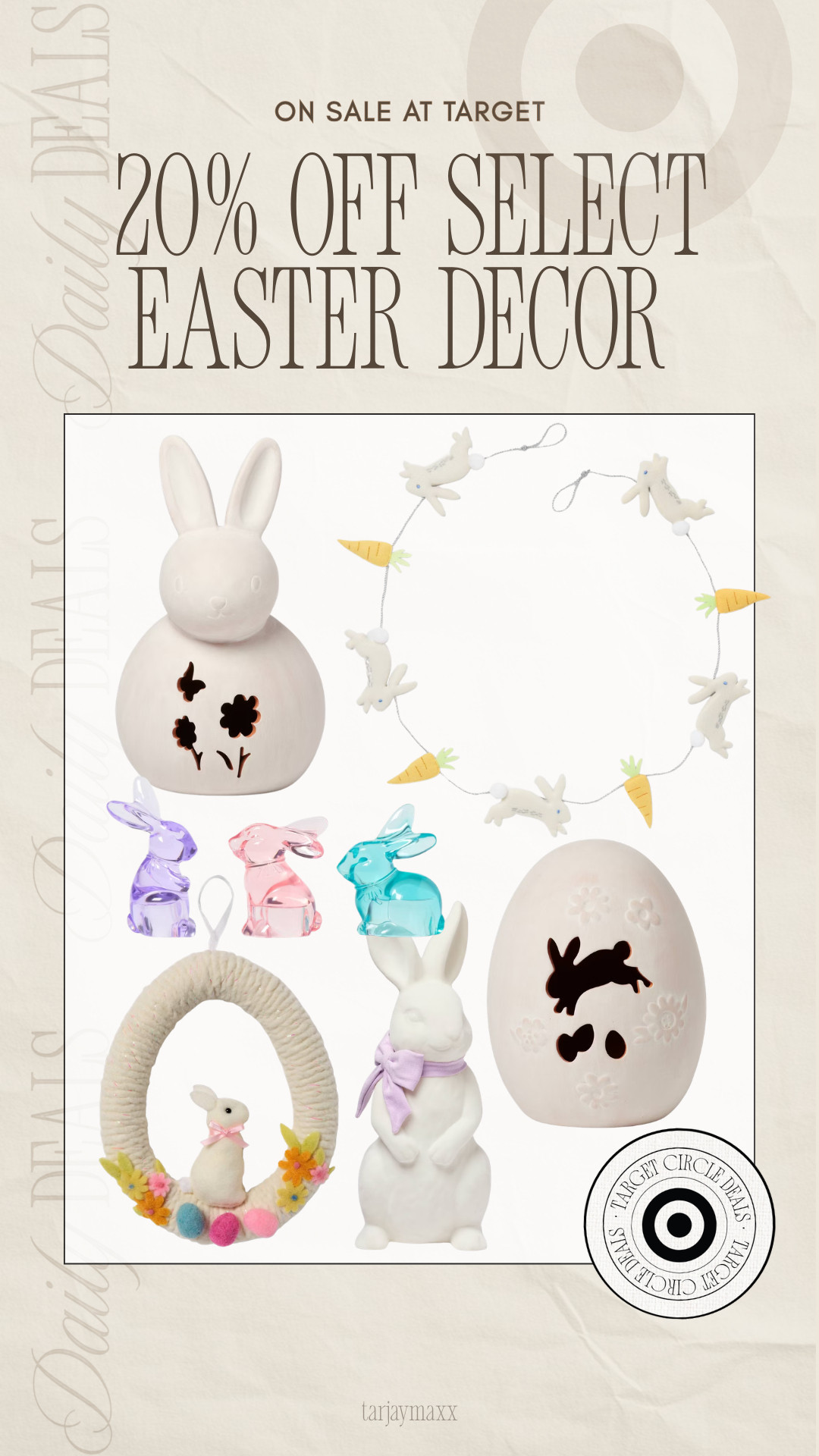 20% off select Easter decor at Target right now 🐰 If you’re putting together Easter baskets or decorating for spring, they have the cutest bunny decor, wreaths, and little accents for around the house.
spring outfits 2026, easter dress women, easter outfits women, spring dresses, vacation outfits beach, date night outfits, work outfits, plus size fashion, easter basket ideas, easter decor, target easter decor, bunny decor, spring home decor, target home finds, target deals, target circle deal 

 #LTKSeasonal #LTKHome