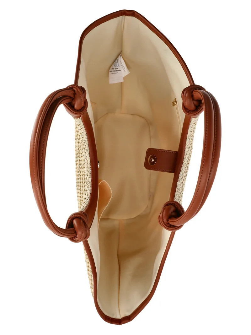 Time and Tru Women's Knot Handle Tote Handbag, Natural | Walmart (US)