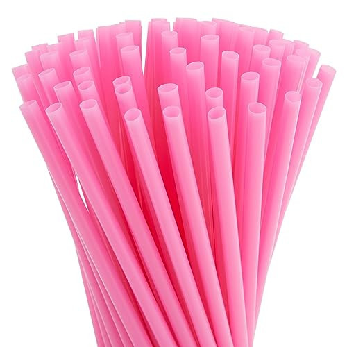 Juvale 300-Pack Pink Plastic Straws for Birthday Party, Baby Shower, Weddings and Gatherings, 10 Inches Long Fun Pink Straws Plastic for Cocktails, Coffee, Juice, Water, Iced Tea and More | Amazon (US)