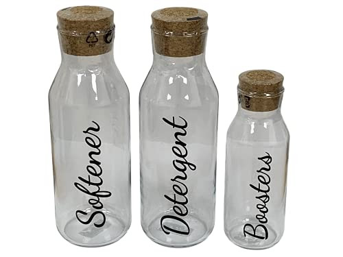 Glass & Cork Laundry Container Set - Mrs Hinch Inspired Softener, Detergent and Boosters | Amazon (UK)