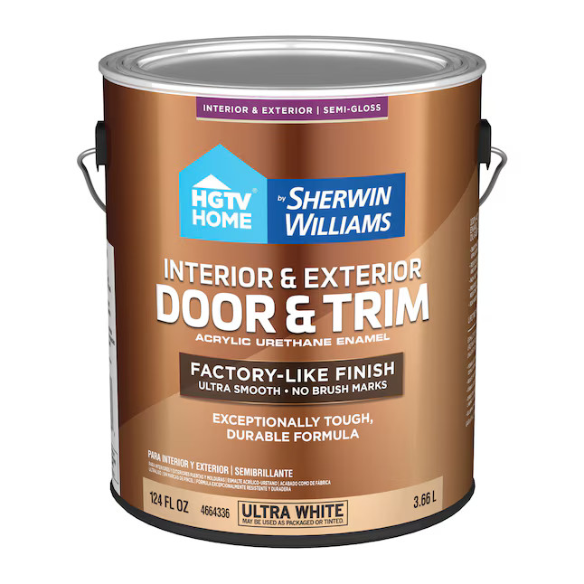 HGTV HOME by Sherwin-Williams Semi-gloss Ultra White Acrylic Interior/Exterior Door and Trim Pain... | Lowe's