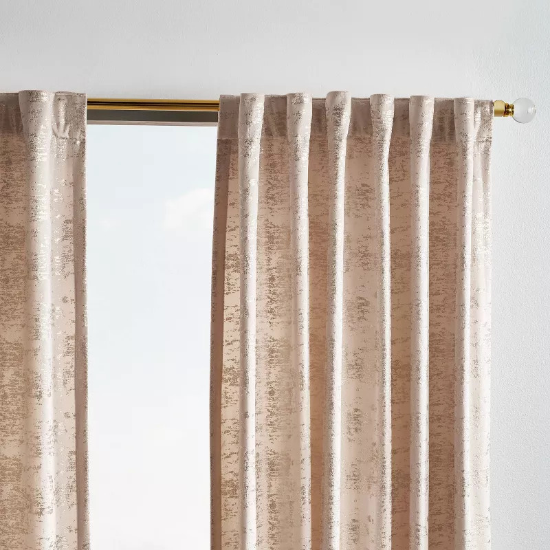 Set of 2 (95"x50") Monroe Metallic Light Filtering Curtain Panels Blush - Martha Stewart | Target