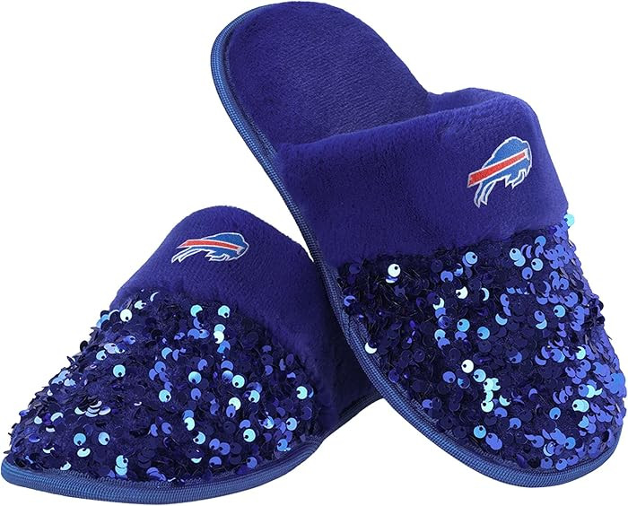 FOCO womens NFL Team Logo Ladies Sequin Fashion Slippers | Amazon (US)