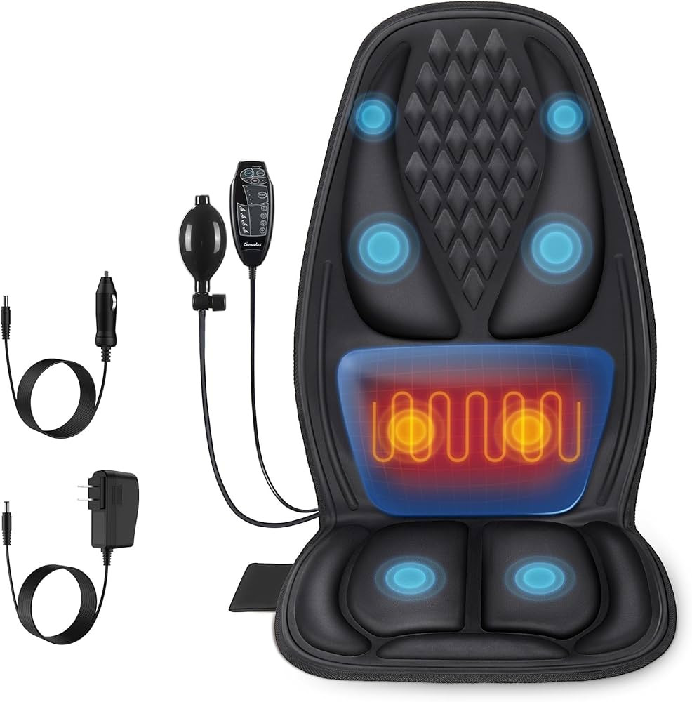 Back Massager with Heat, Massage Seat Cushion with 3D Lumbar Traction, 8 Vibrating Motors Massage... | Amazon (US)