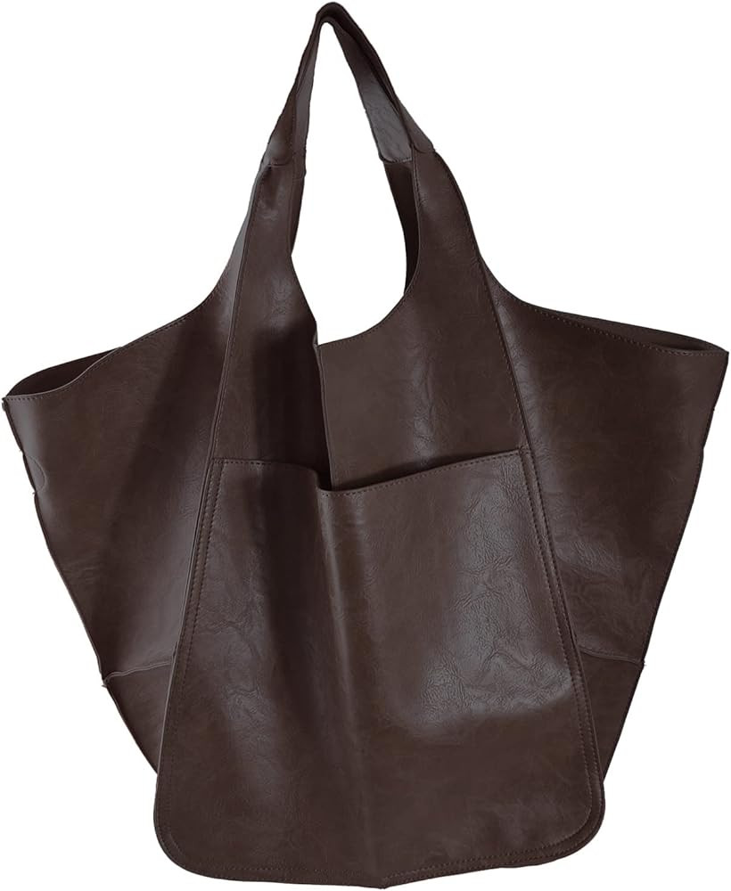 KlaOYer Bolso de mano de cuero de gran tamaño de gran capacidad de trabajo Hobo PU bolso de cubo... | Amazon (US)