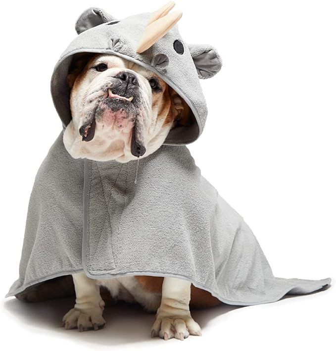 Barkbox Premium Absorbent Hooded Dog Bathrobe Towel - Quick Drying Pet Towel for Bath & Beach Tri... | Amazon (US)