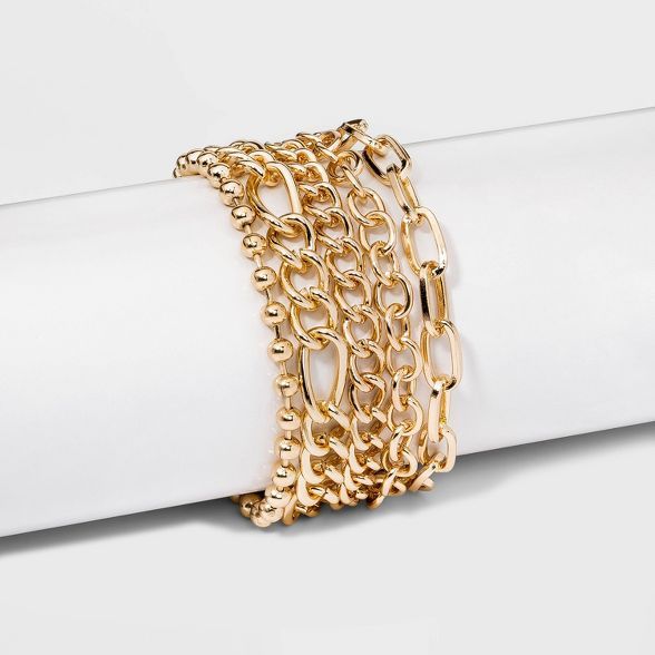 Gold Multi Chain Bracelet Set 5pc - Wild Fable™ Gold | Target