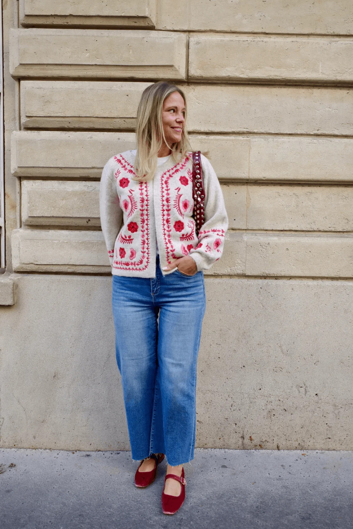 Strut & Bolt Embroidered Knit Cardigan | Social Threads