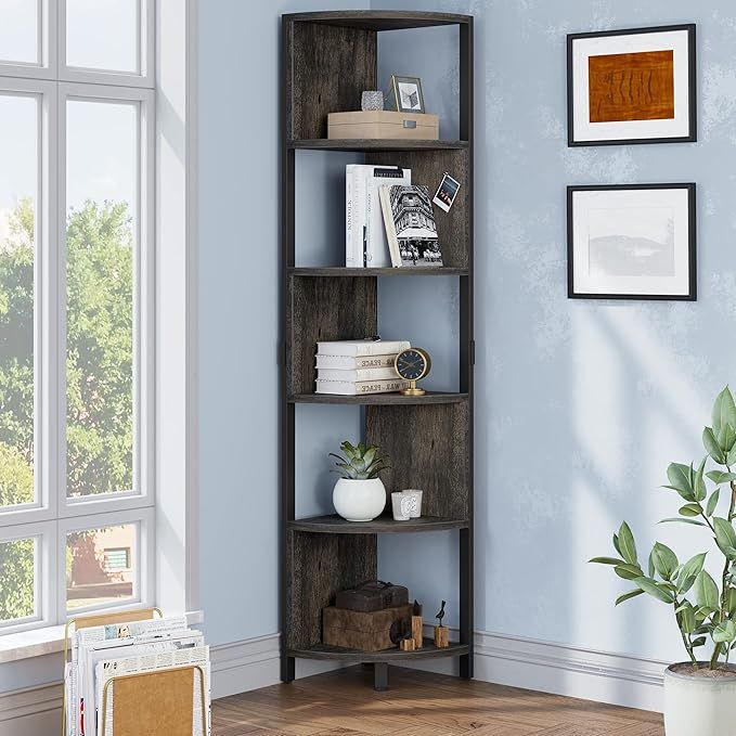 YITAHOME 6-Tier Corner Shelf, 68.8" Tall Industrial Free Standing Corner Bookshelf, 6 Shelf Displ... | Amazon (US)