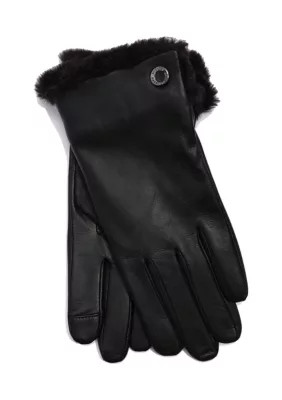 Lauren Ralph Lauren Women's Faux Fur Lined Leather Gloves, Black, Small | Belk