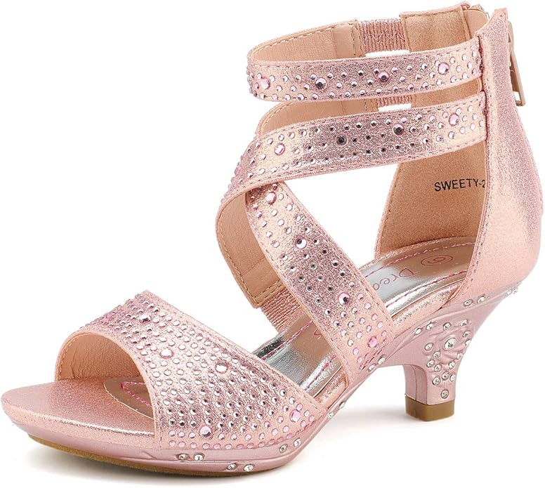 DREAM PAIRS Toddler/Little Kid/Big Kid Sweety Low Heel Dress Pump Sandals | Amazon (US)