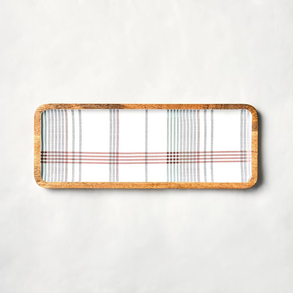 Medium Holiday Plaid Enamel + Wood Serving Tray - Hearth & Hand with Magnolia | Target