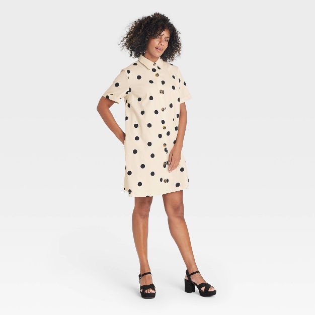 Women's Short Sleeve Button-Up Trapeze Dress - Who What Wear™ | Target