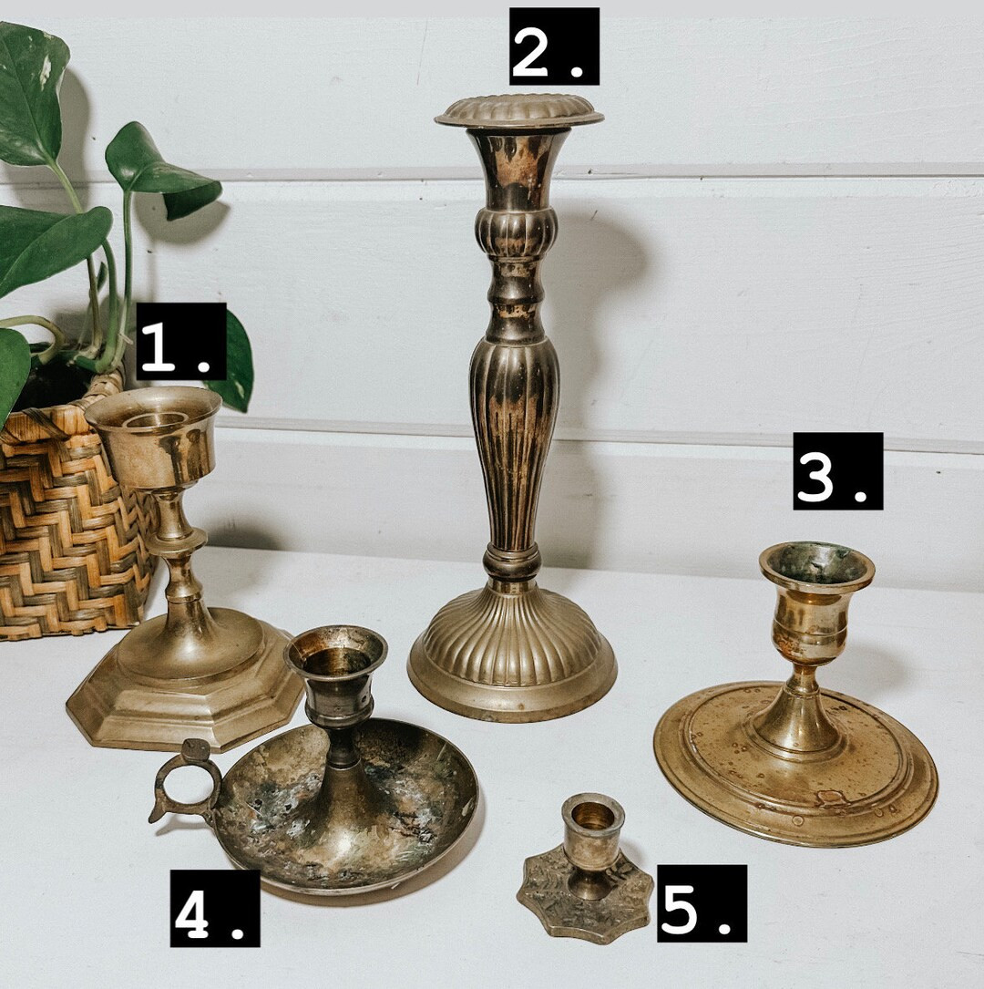 Vintage Assorted Brass Candlestick Candle Holders Your Choice Sold Separately Single Taper Candle... | Etsy (US)
