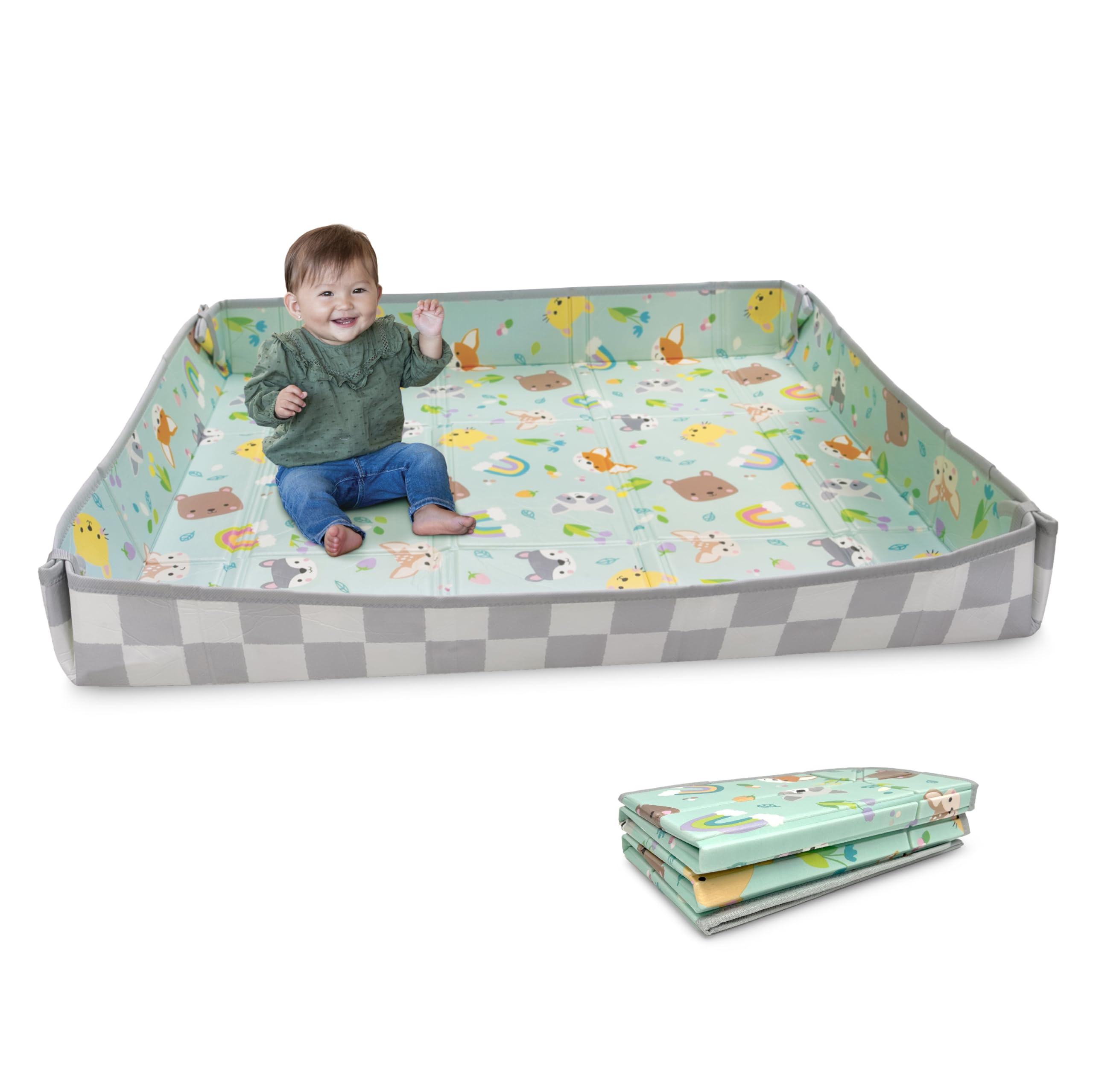 Infantino Foldable Soft Foam Mat, Extra Large Double-Sided Cushioned Portable Play Mat with Fold-... | Amazon (US)