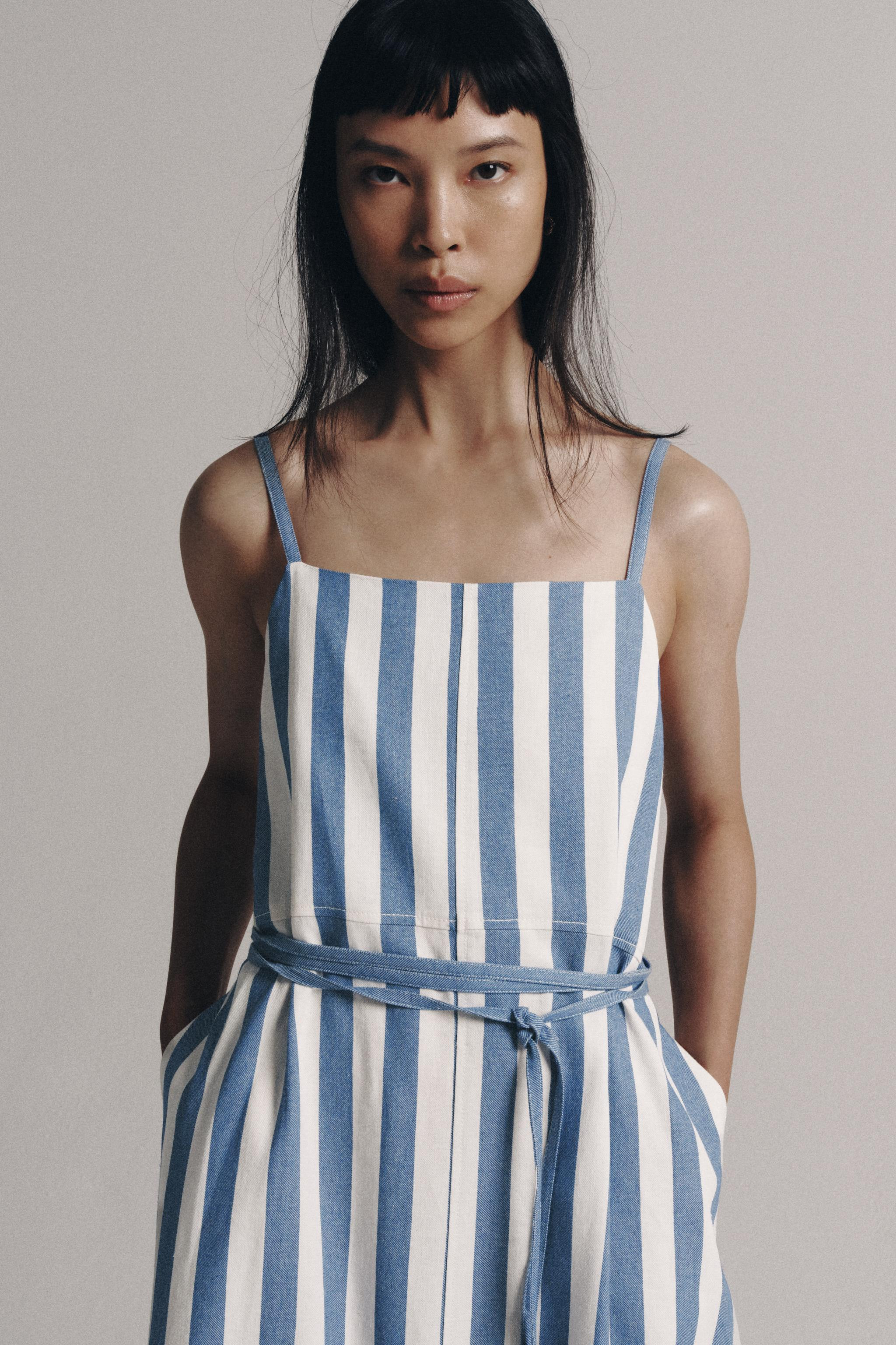 ZARA WOMAN COLLECTIONDress made from a cotton blend yarn. Featuring a straight neckline and spagh... | Zara UK