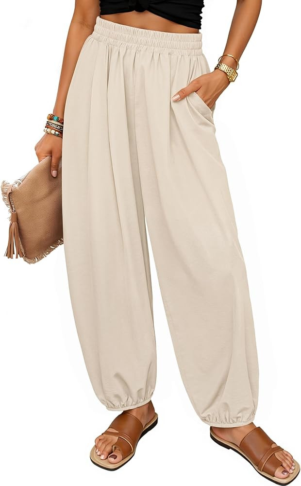 ZESICA Women's High Waisted Wide Leg Palazzo Pants 2026 Summer Lounge Pant Beach Travel Vacation ... | Amazon (US)