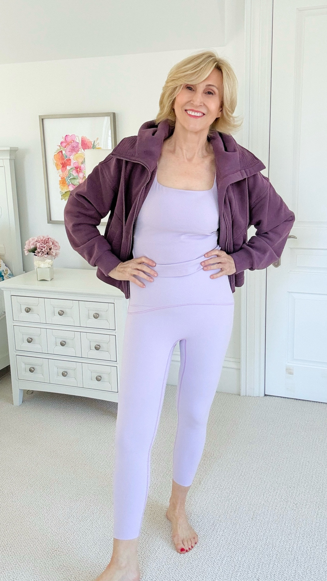 All the soft tones today 💜✨ This Spanx set with the purple cotton fleece jacket layered over a lavender square neck top and matching leggings is giving me the comfiest kind of put-together.

Cozy, monochrome, and perfect for running around while still feeling a little bit styled 🤍🌿


#LTKOver40 #LTKootd #LTKSeasonal