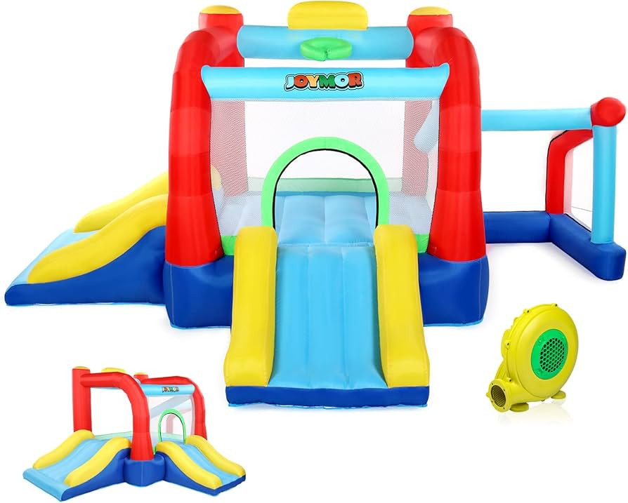 JOYMOR Inflatable Bounce House with Double Slide, Soccer Goal, Basketball Hoop, Sport Theme Bounc... | Amazon (US)