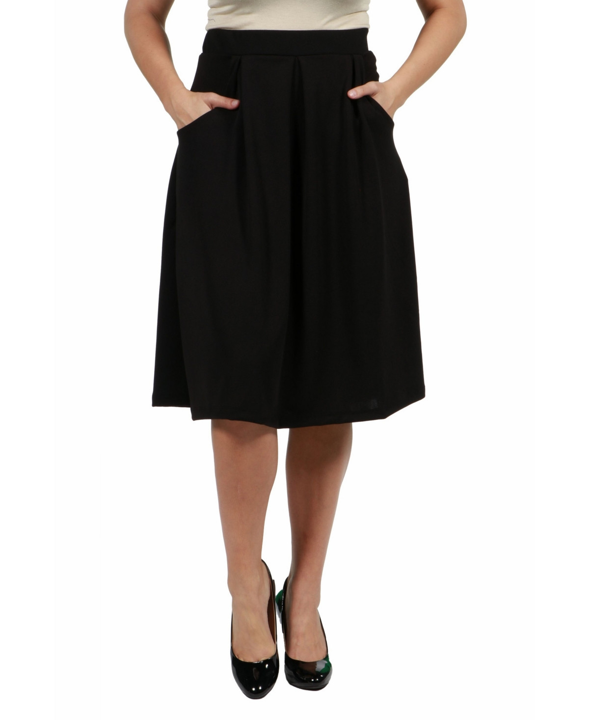 Women's Plus Size Classic Knee Length Skirt - Black | Macy's