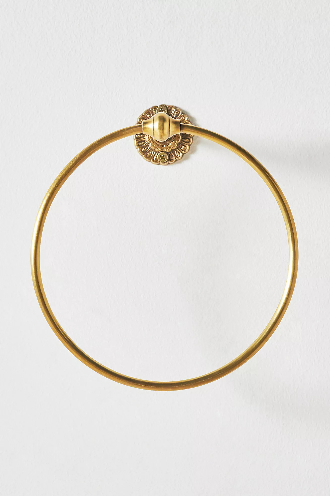 Ida Heritage Brass Scalloped Feather Peacock Towel Ring | Anthropologie (US)