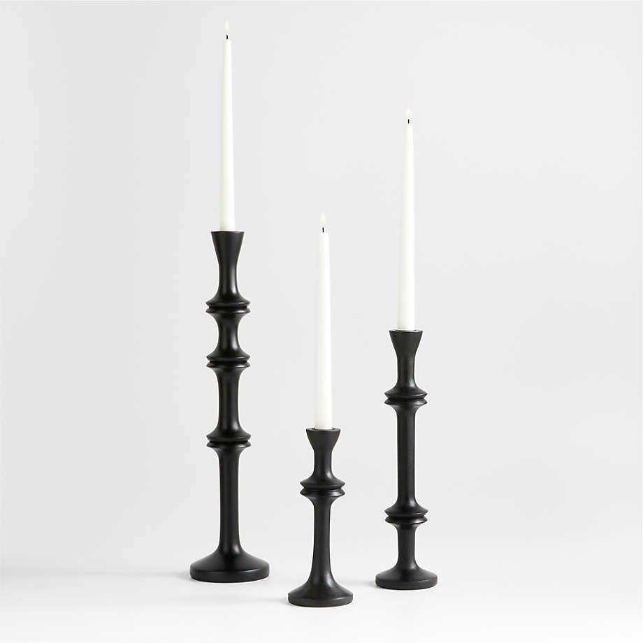 Century Black Acacia Wood Taper Candle Holder 9.25" + Reviews | Crate & Barrel | Crate & Barrel