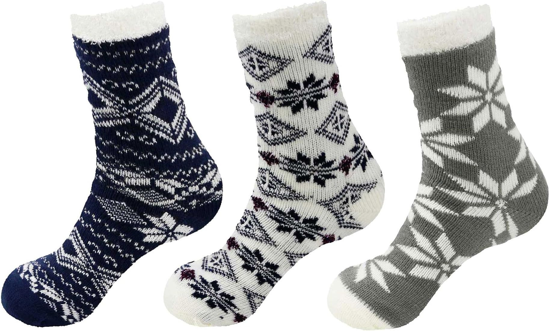 Double Layer Extra Thick Plush Super Soft Warm Fuzzy Comfy Cozy Home Socks, 3 Pairs Assortment B ... | Amazon (US)