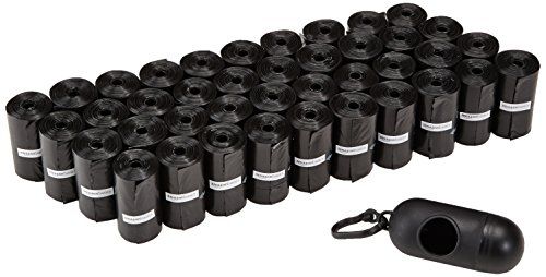 Amazon Basics Unscented Dog Poop Bags with Dispenser and Leash Clip, Standard 13 x 9 Inches, Blac... | Amazon (US)