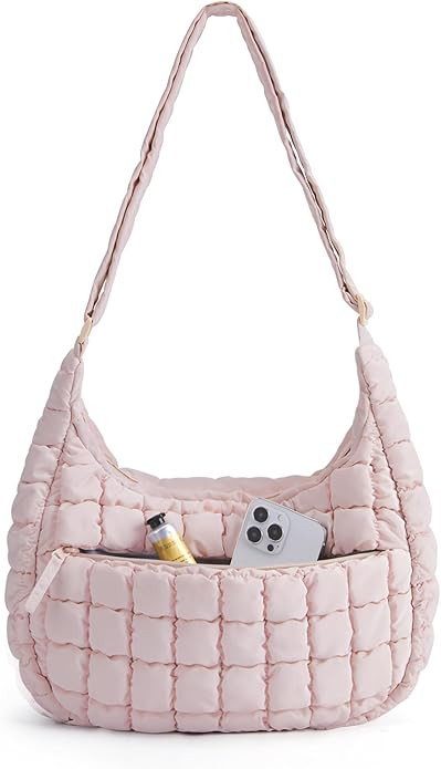 BAGSMART Crossbody Hobo Bag for Women with Adjustable Strap, Quilted Puffy Purses for Women Fluff... | Amazon (US)