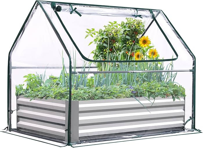 Quictent Raised Garden Bed with Cover Outdoor Galvanized Steel Planter Box Kit with Greenhouse La... | Amazon (US)