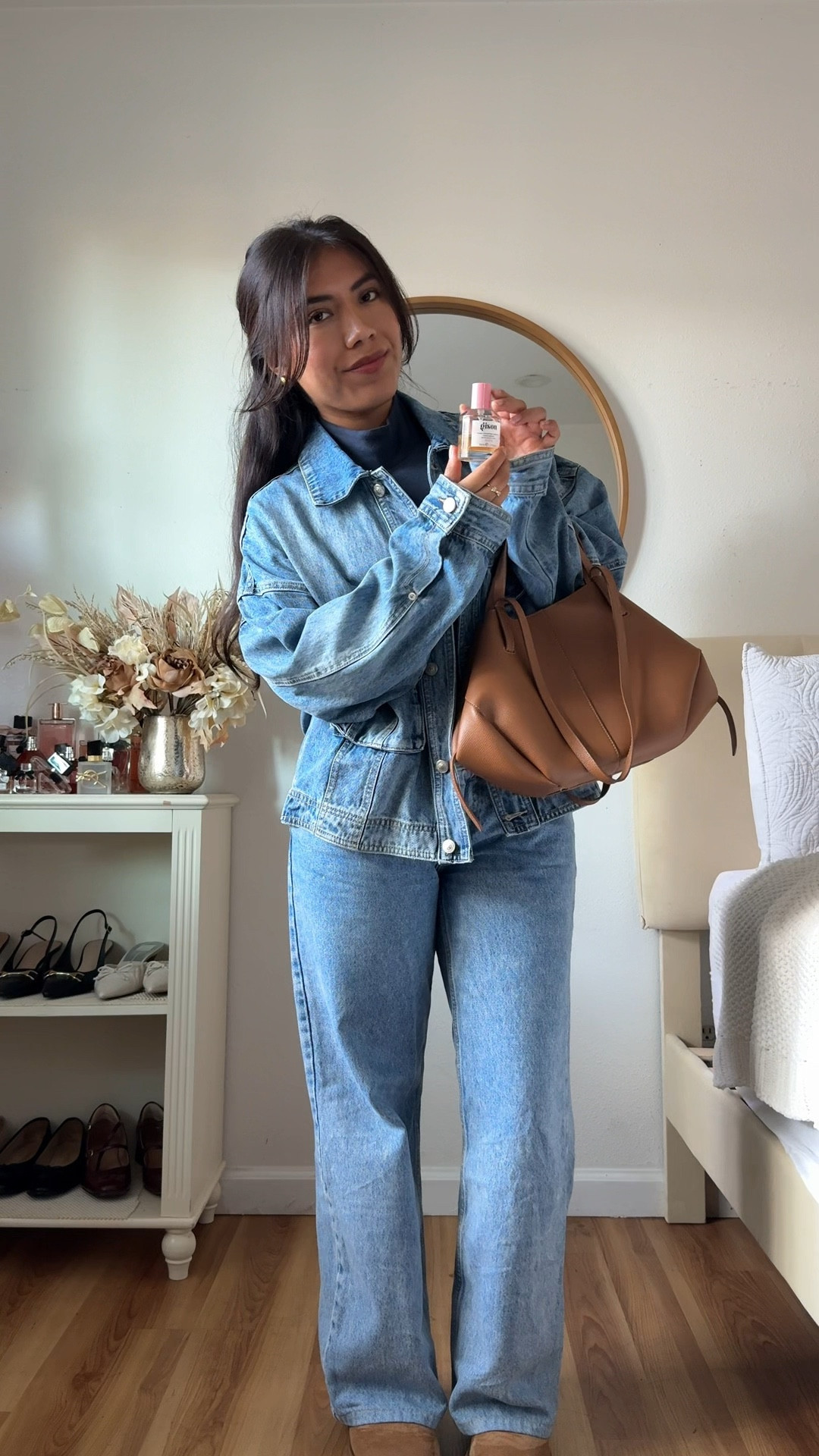 couldn’t link the exact bag but it’s the Polène cimi mini in textured camel and I liked a double to the turtle neck, but the brand is brandy melville 

#LTKSaleAlert #LTKShoeCrush #LTKStyleTip