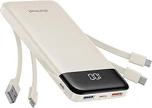 charmast Portable Charger with Built in Cables, Power Bank with Cords Wires, Slim 10000mAh Travel... | Amazon (US)
